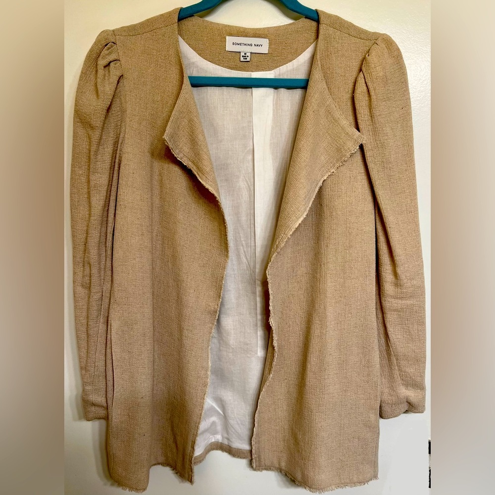 Something Navy tan linen blazer